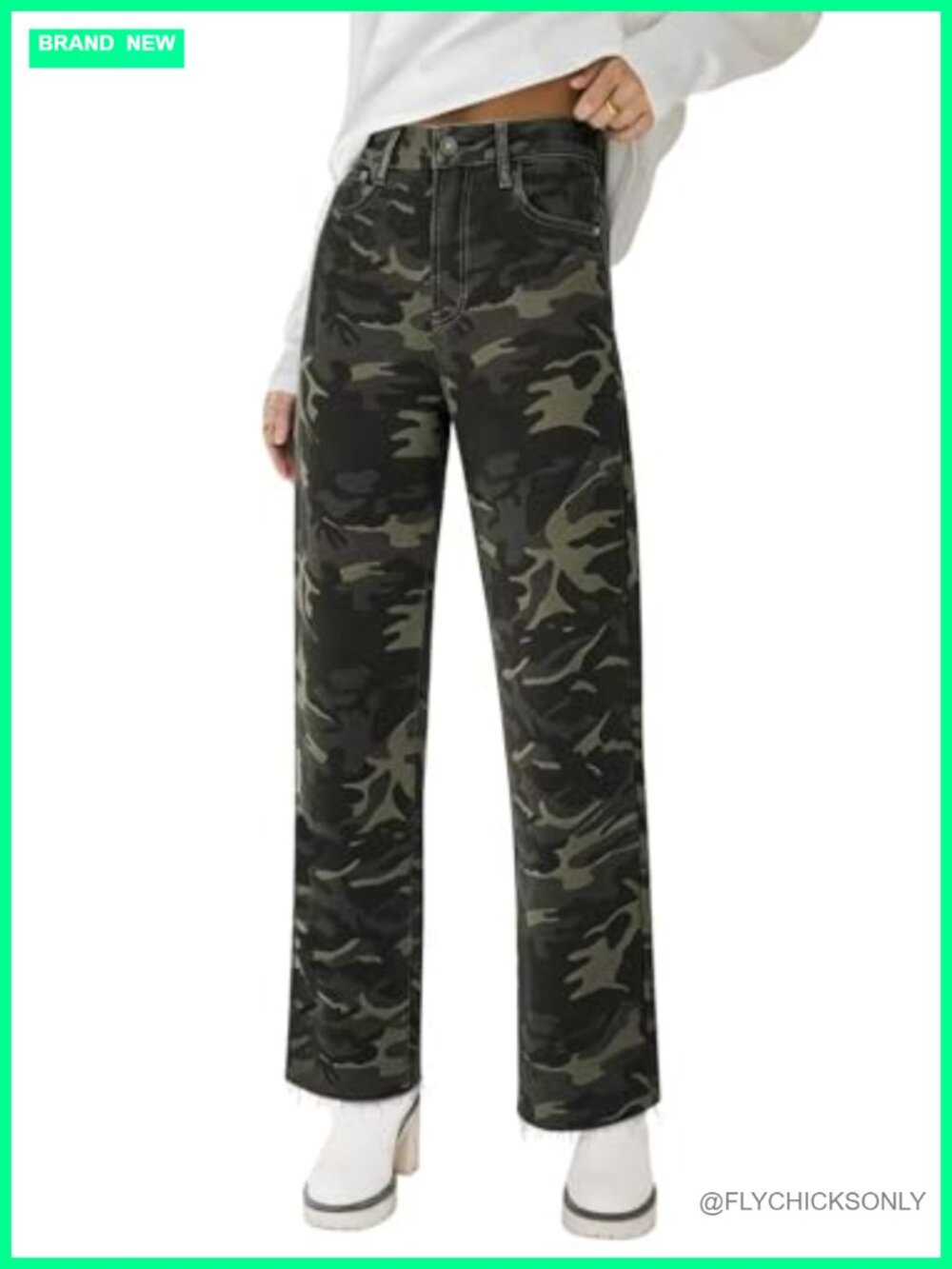 High Waisted Straight Leg Cropped Jeans Raw Hem Stretchy Denim Pants
